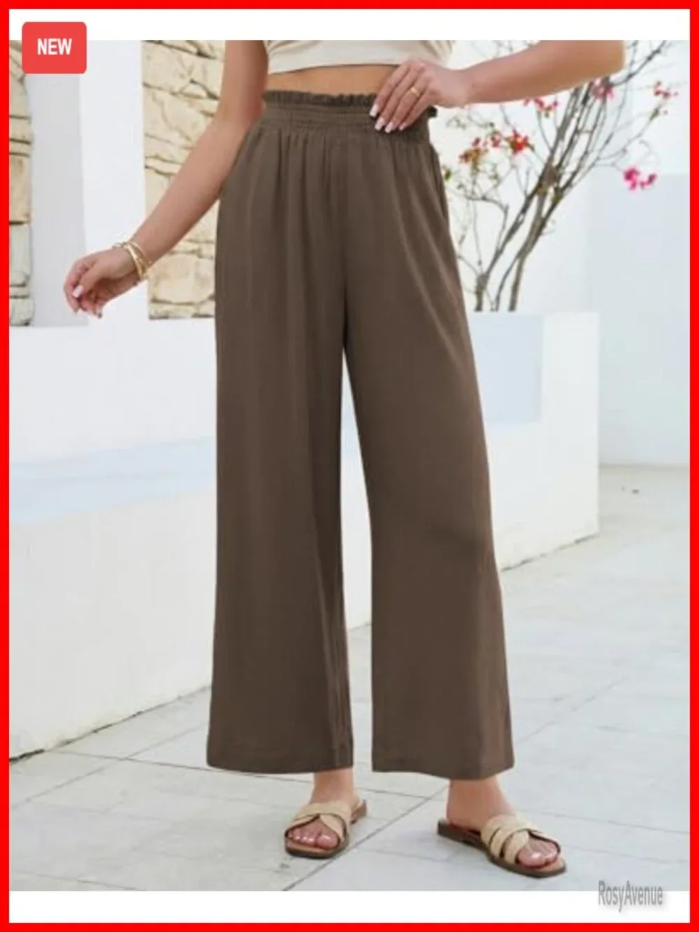 Wide Leg Linen Pants High Waisted Paper Bag Palazzo Summer Beach Casual
